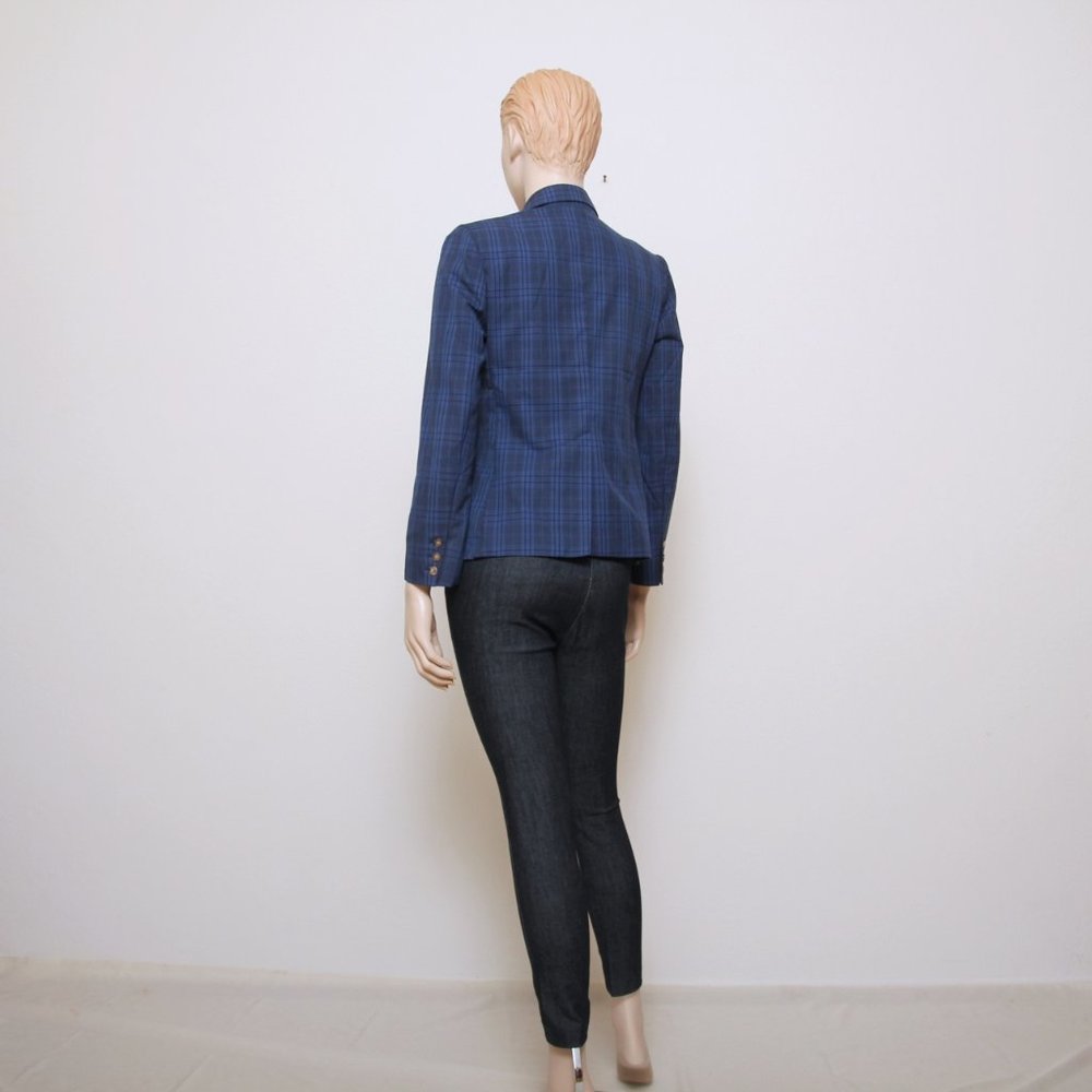 BB Dakota Plaid Cropped Blue Blazer - Picture 5 of 9